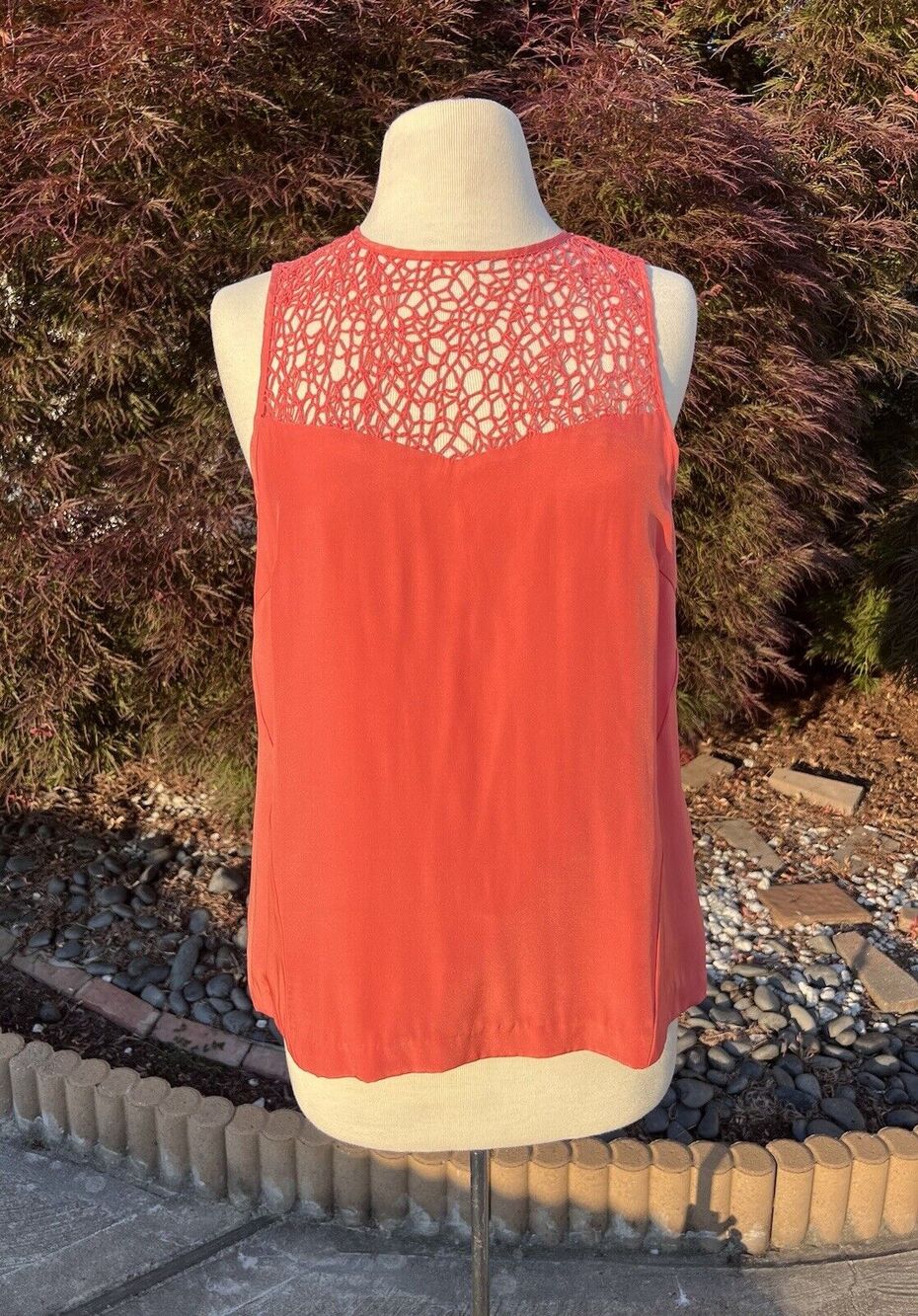 Rag & Bone Top Womens Size Medium Coral 100% Silk Abigayle Blouse Size M  NWT